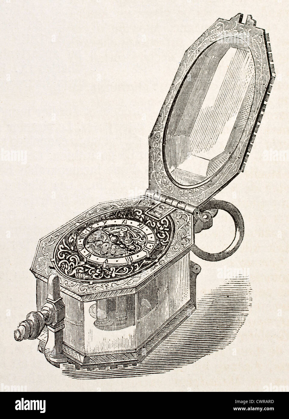 La vieille horloge octogonale Banque D'Images