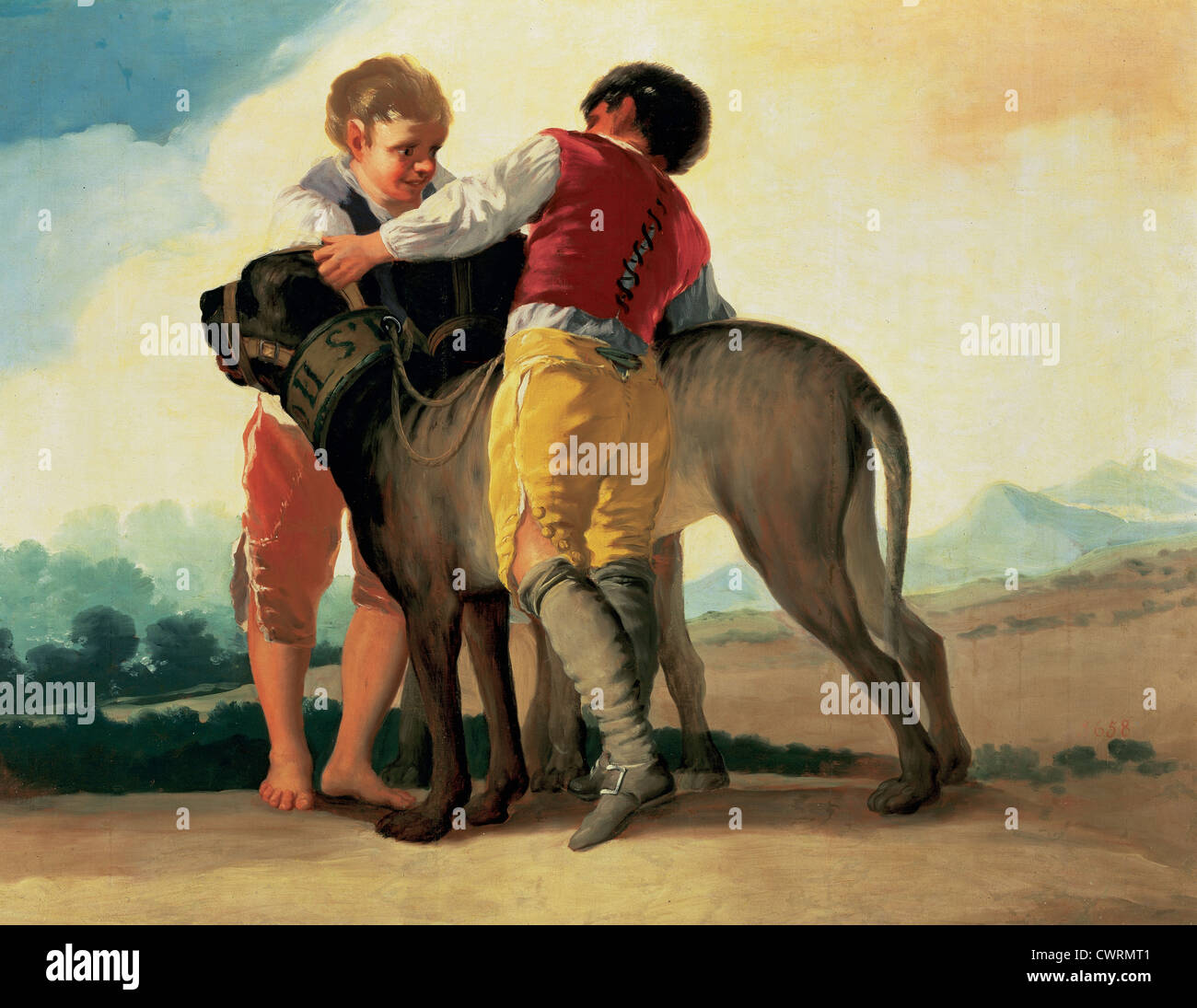 Francisco de Goya (1746-1828). Les enfants ayant des mastiffs 1786-1787. Huile sur toile. Musée du Prado. Madrid. L'Espagne. Banque D'Images