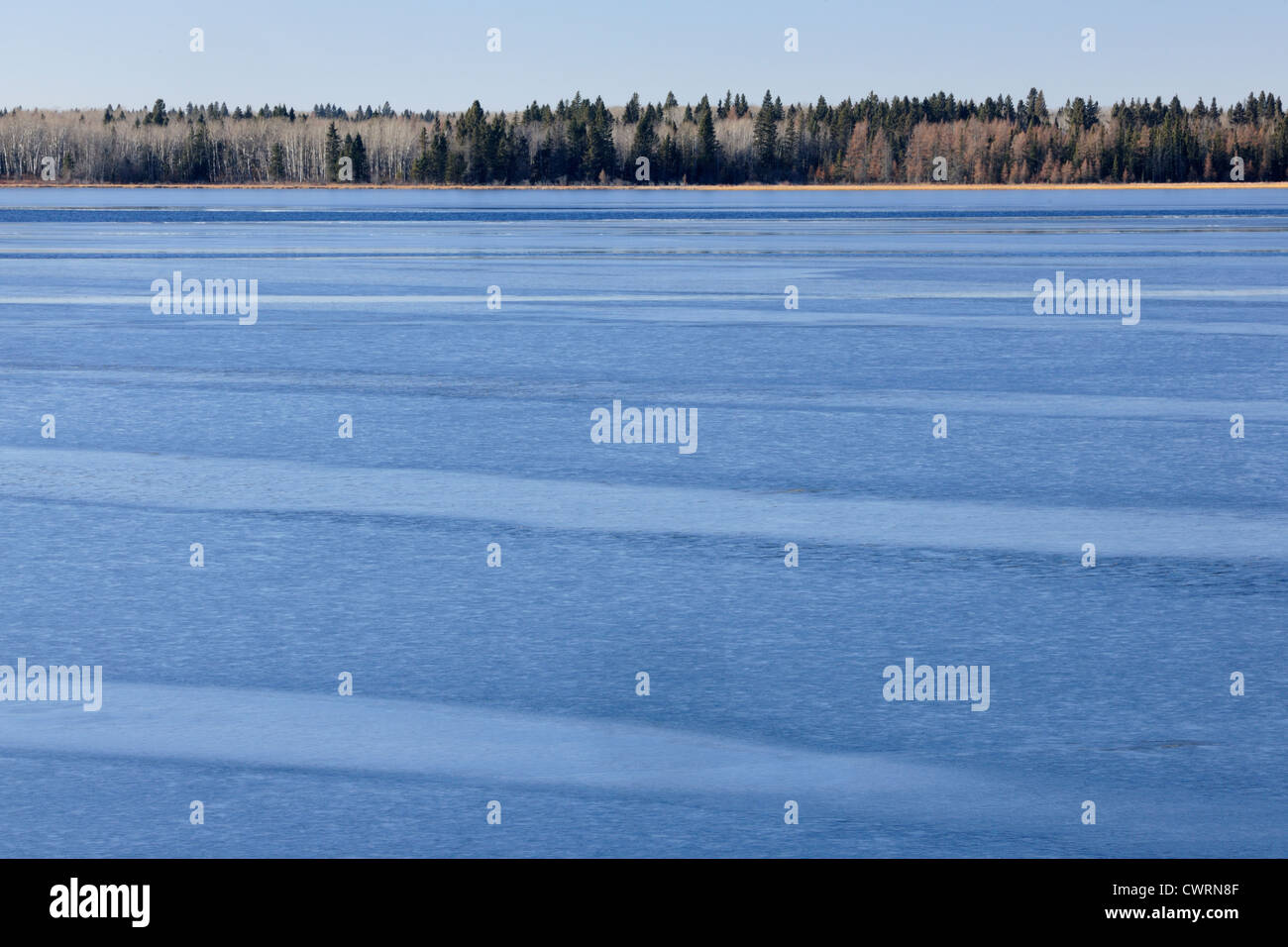 Audy Lac avec glace fraîche, Parc national du Mont-Riding, Manitoba, Canada Banque D'Images