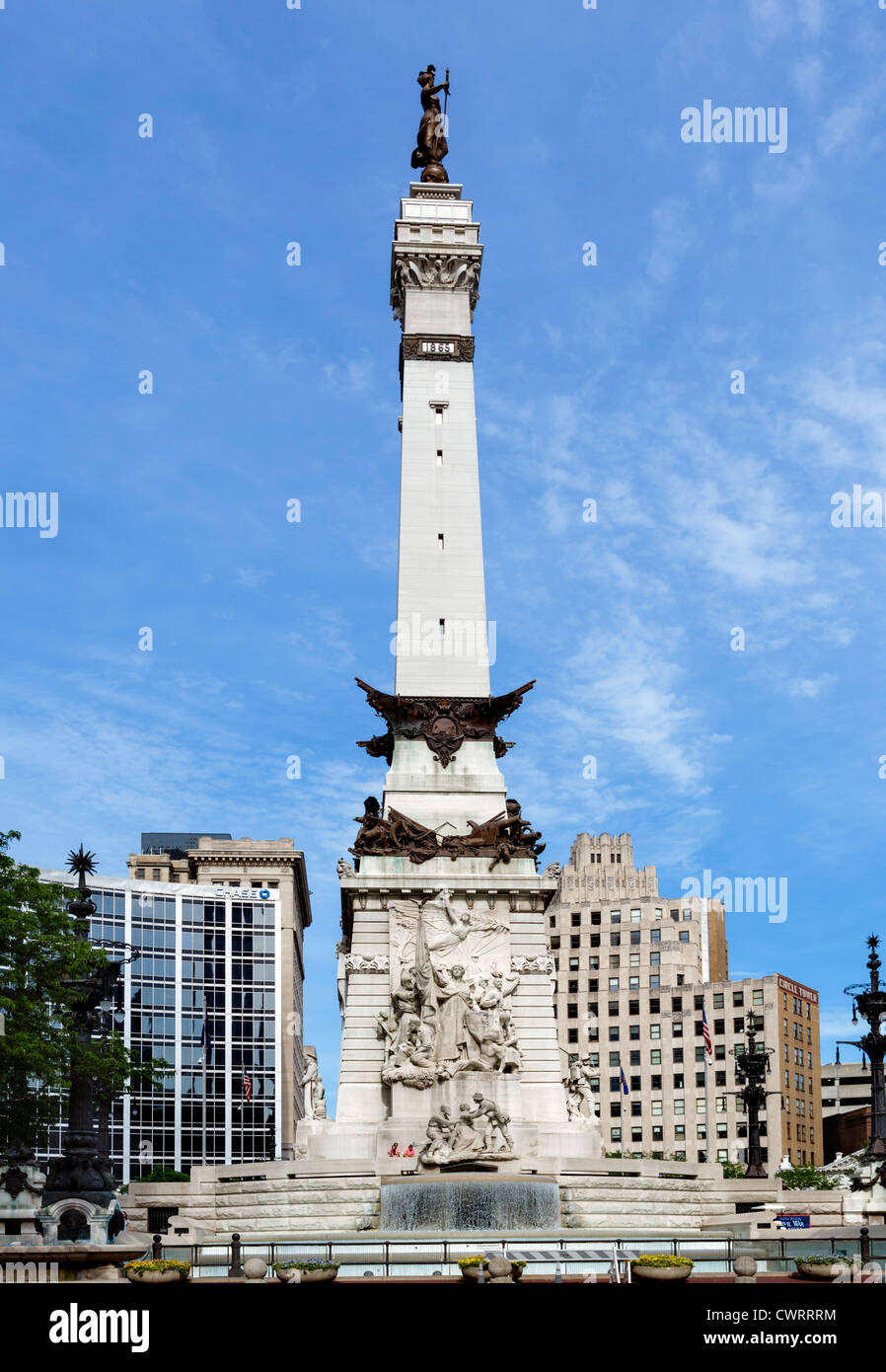 Le Monument aux soldats et marins en Monument Circle, Indianapolis, Indiana, USA Banque D'Images