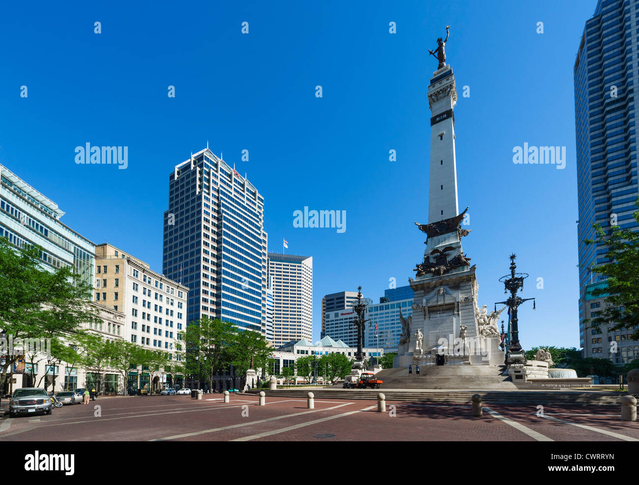 Le Monument aux soldats et marins en Monument Circle, Indianapolis, Indiana, USA Banque D'Images