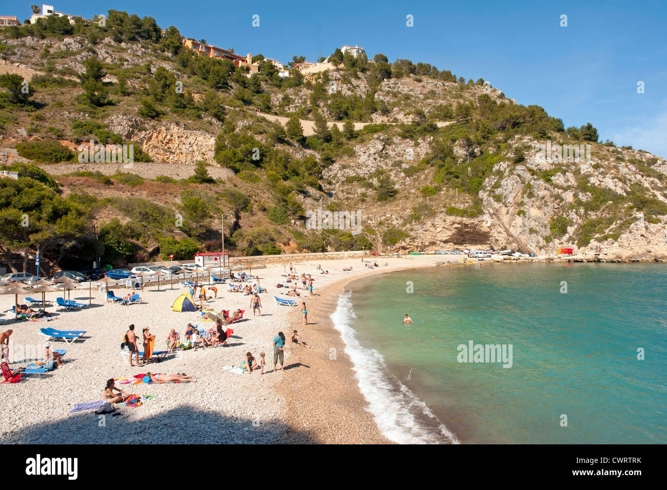 Playa la Granddadella, une crique isolée près de Javea sur la Costa Blanca, Espagne Banque D'Images