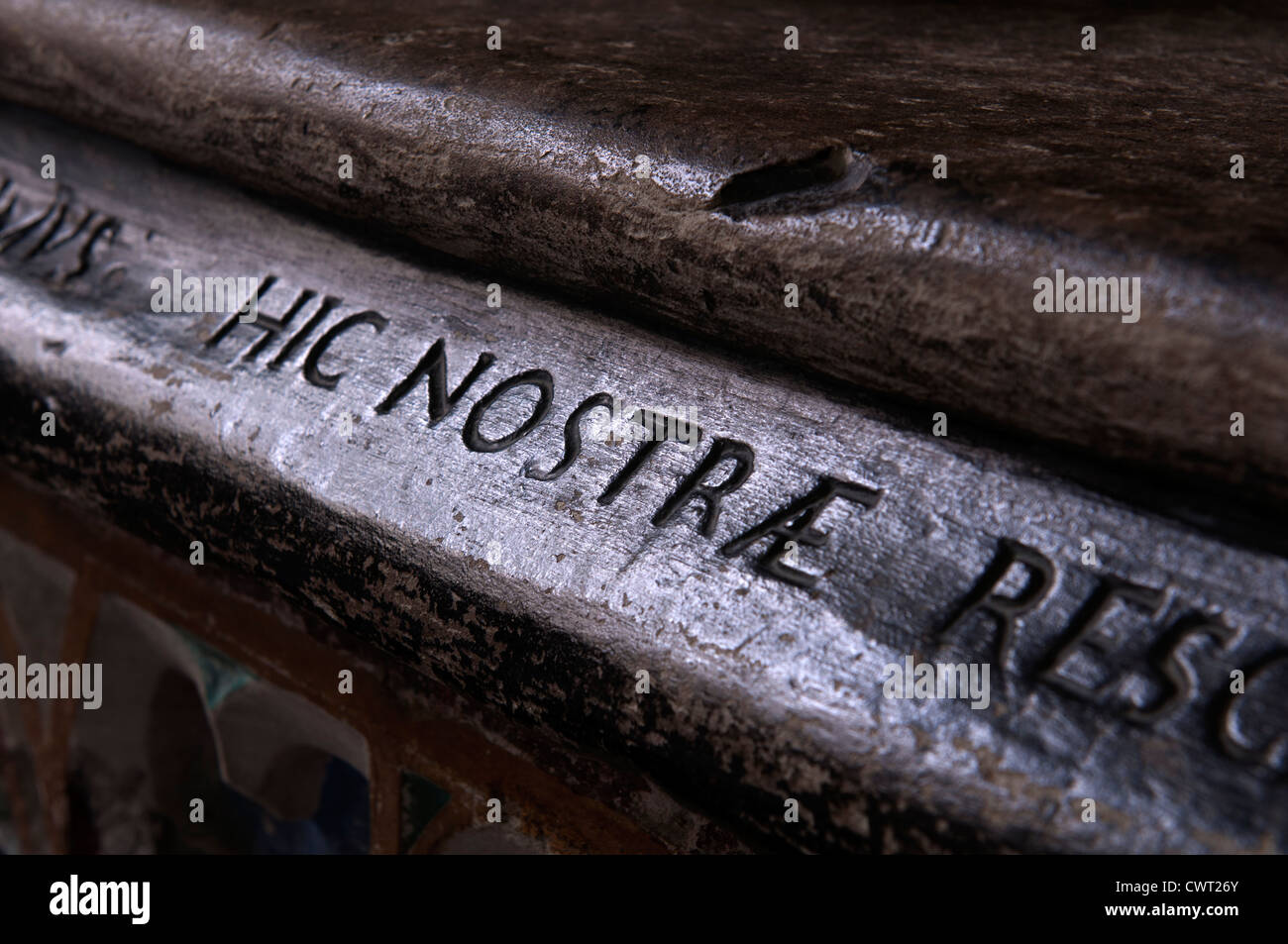Edward Ferrers détail du tombeau, l'église Saint-Michel, Baddesley Clinton, Warwickshire, UK Banque D'Images