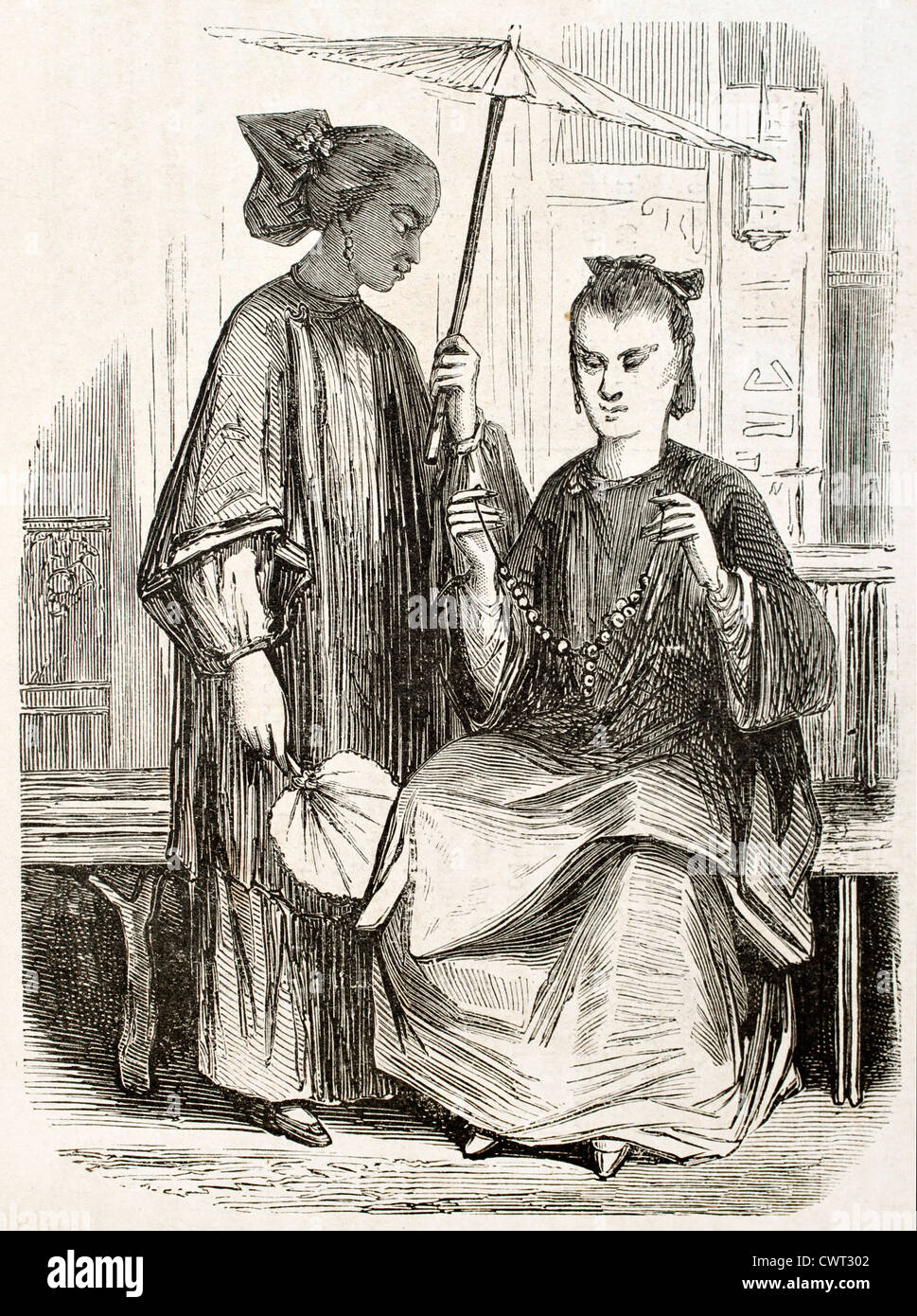 La femme chinoise vieille illustration Banque D'Images