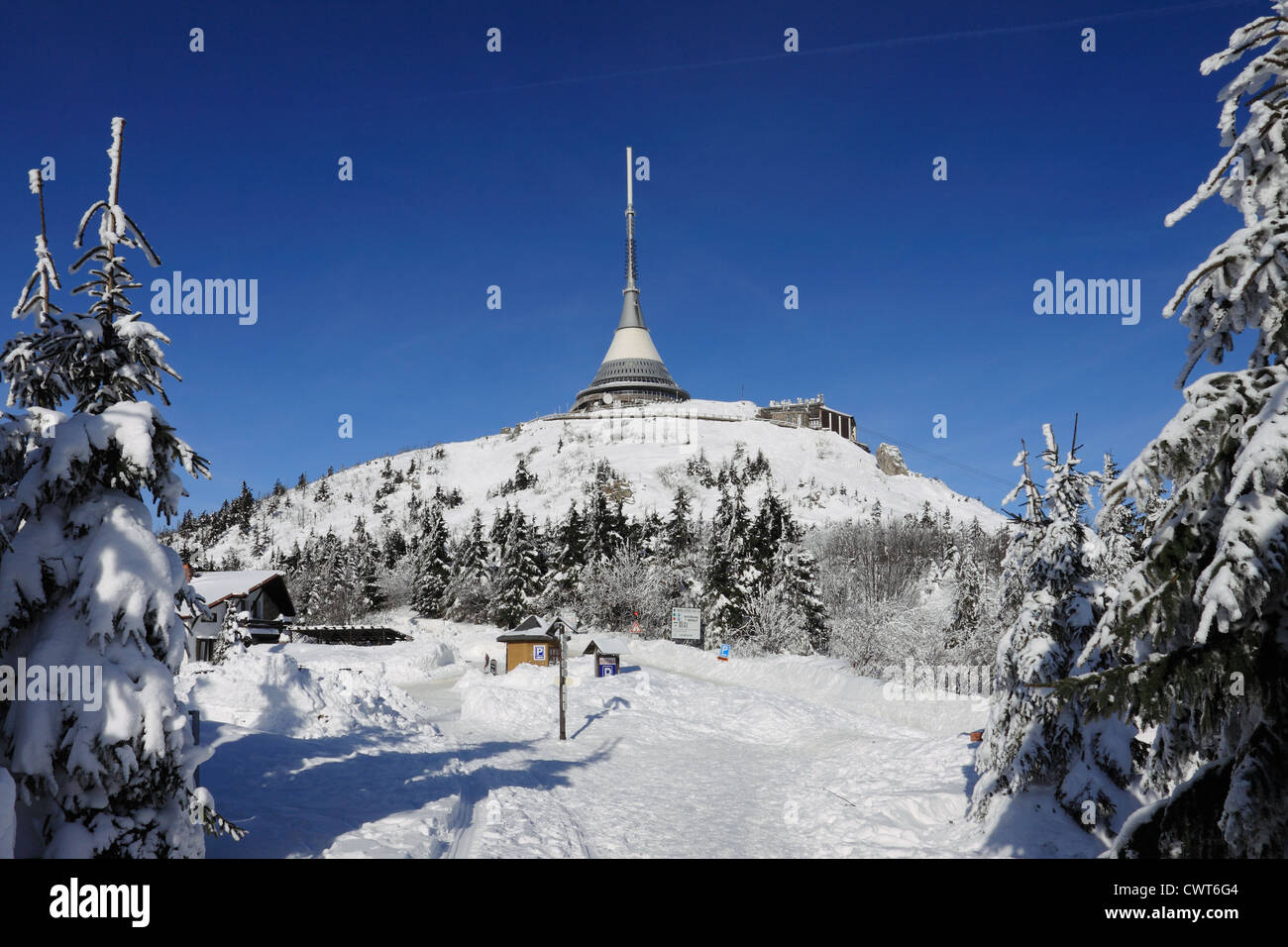 République tchèque - Liberec - Jested émetteur en hiver Banque D'Images