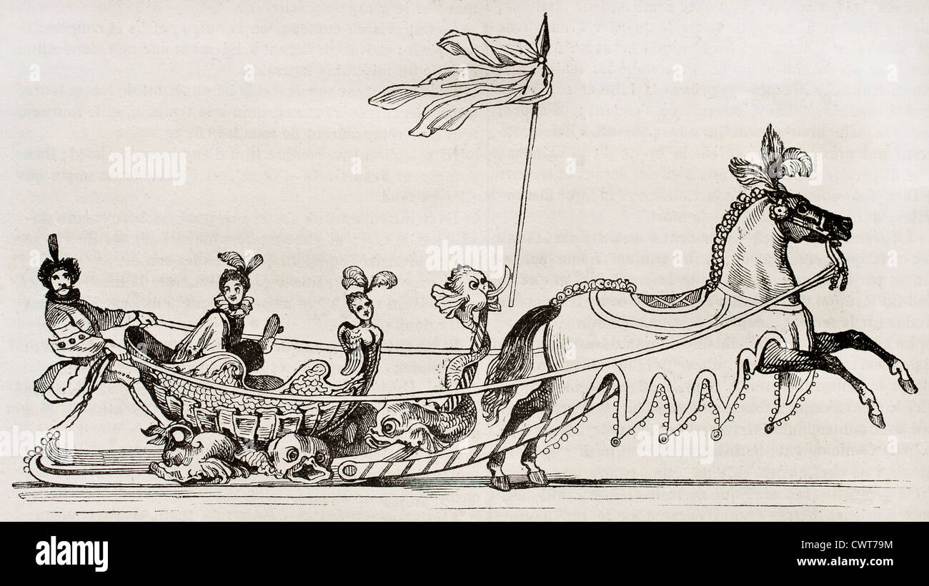 antique calèche, traineau cheval et dame en fonte-collection-curiosité