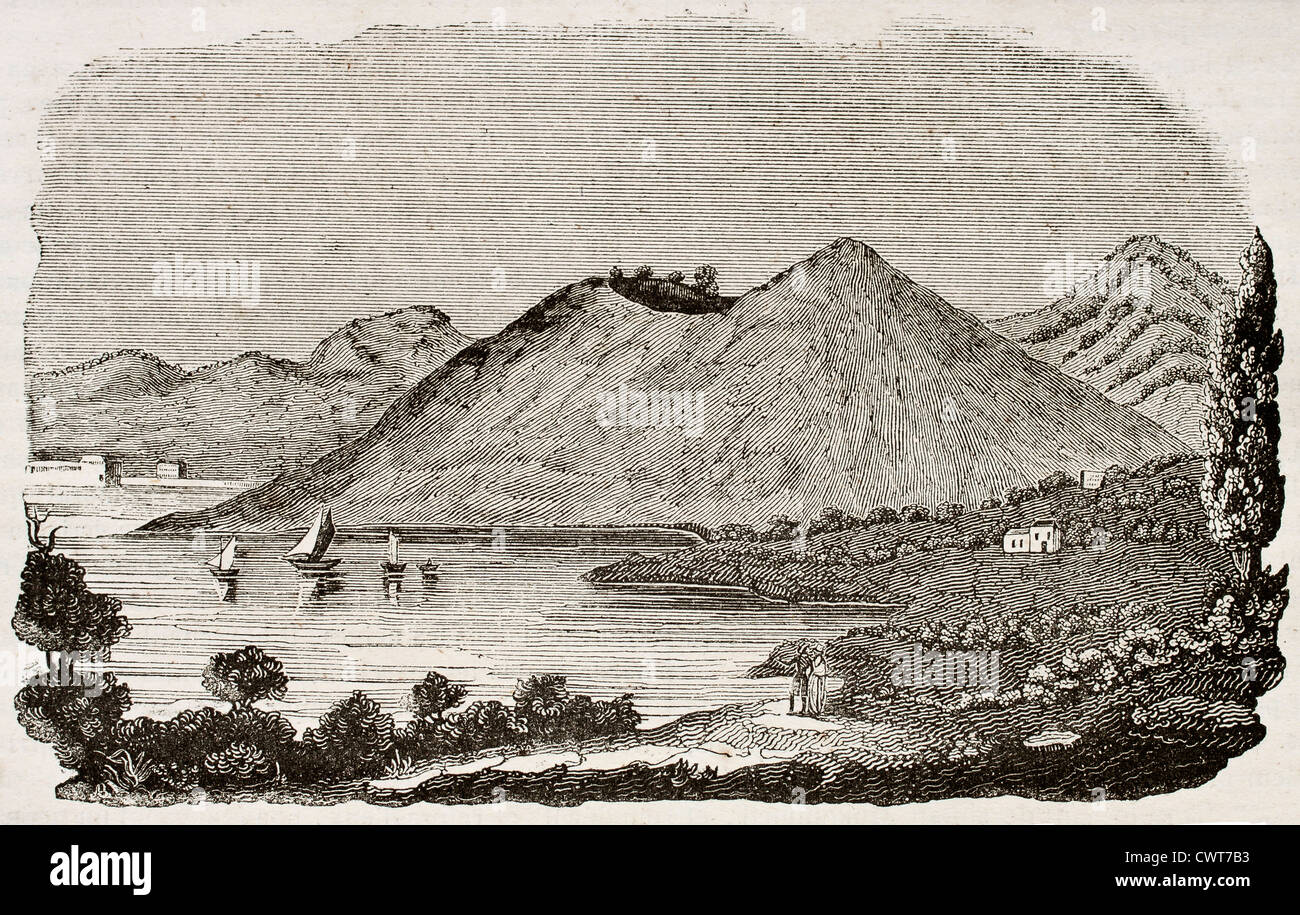 Monte Nuovo vieille vue, près de Naples, Italie Banque D'Images