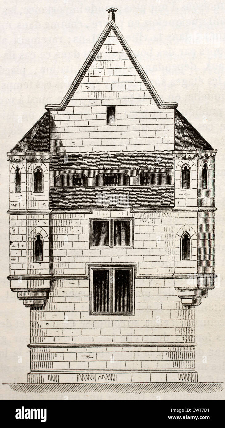 Maison en pierre ancienne illustration, Laon, France Banque D'Images