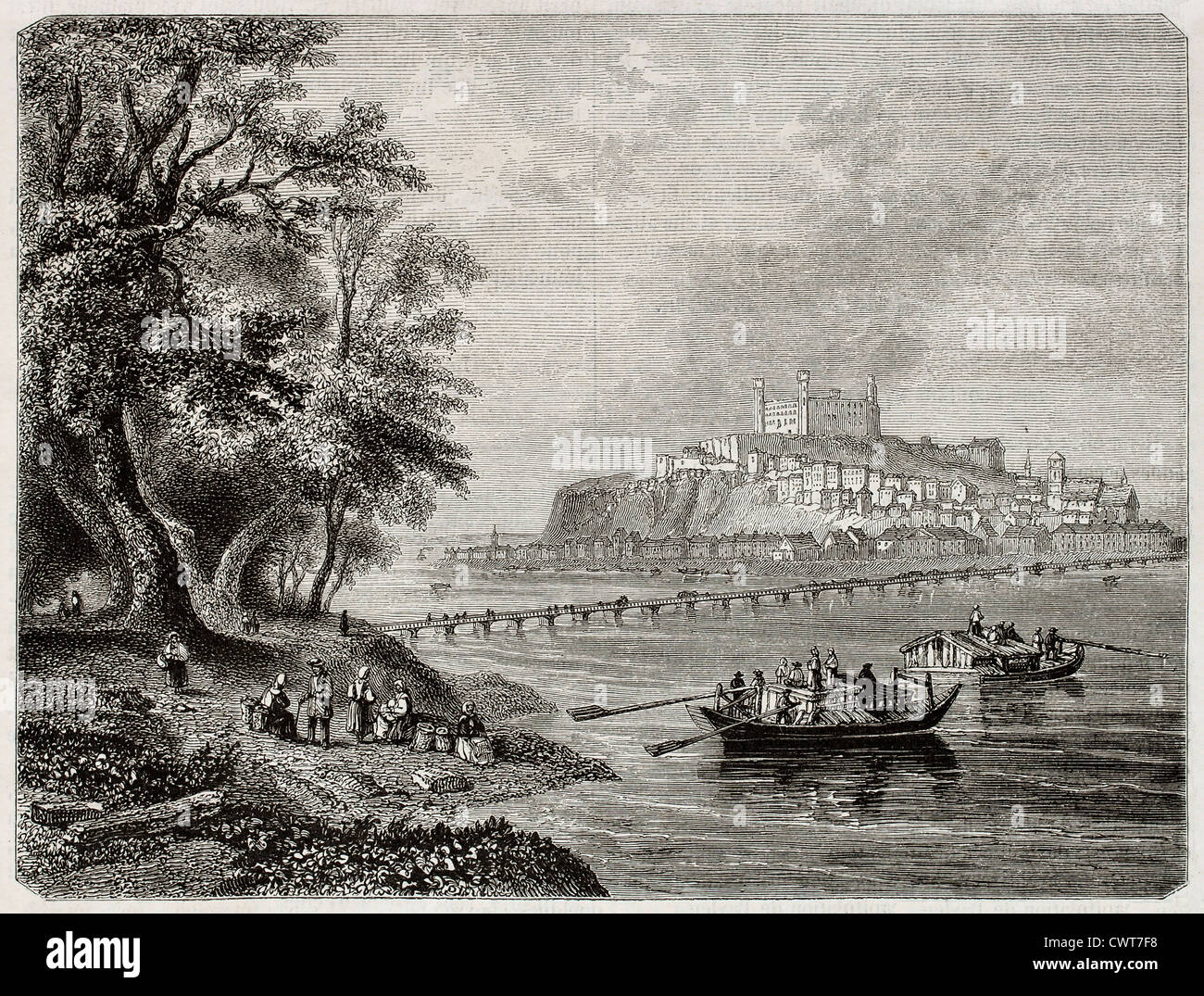 Vue ancienne de Presbourg, aujourd'hui Bratislava Banque D'Images