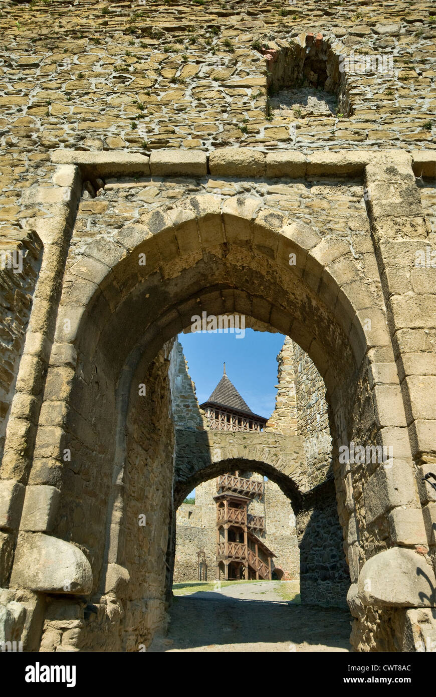 Porte de château intérieur au château de Helfstyn près de Lipník nad Bečvou, Olomoucký kraj République Tchèque, Banque D'Images