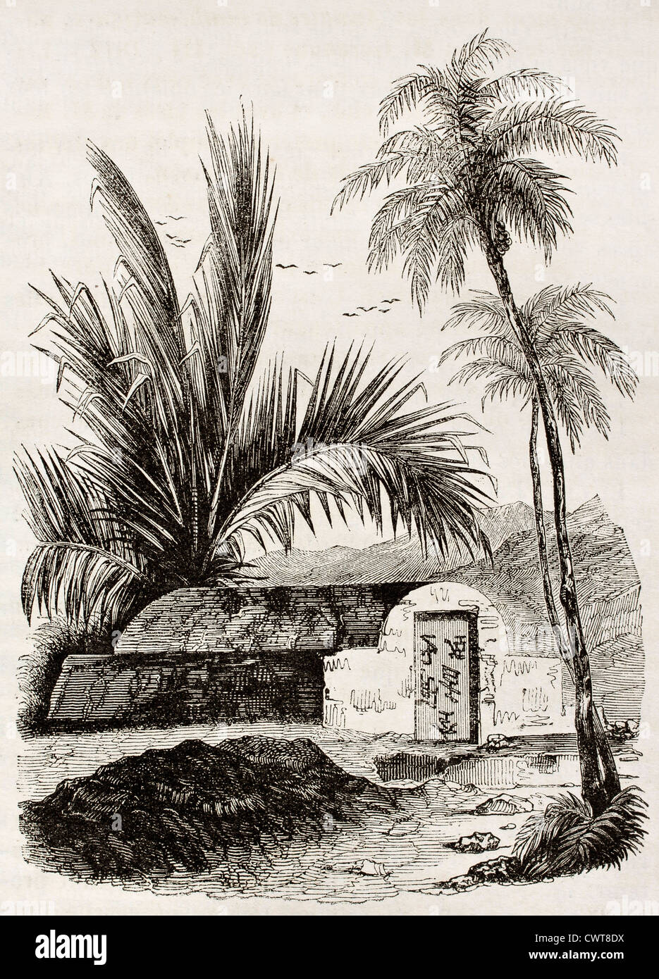 Tombeau chinois ancien illustration, Ambon, Moloku islands Banque D'Images