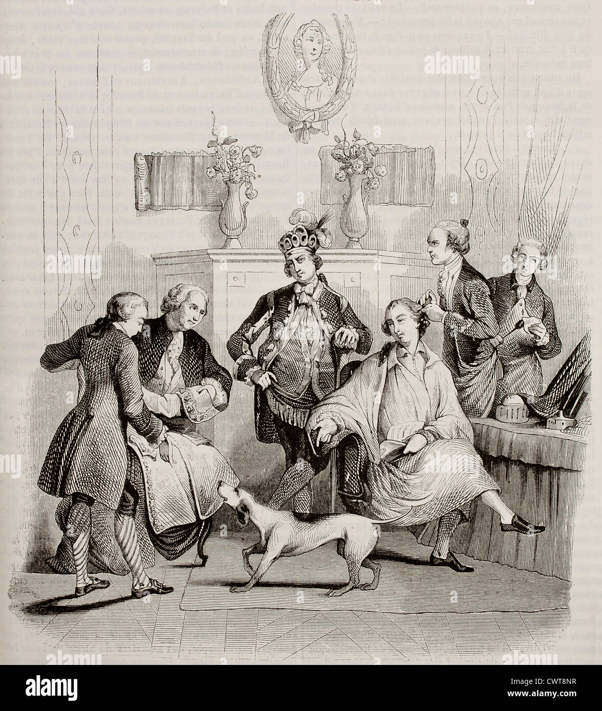 Coiffure aristocratique vieille illustration Banque D'Images