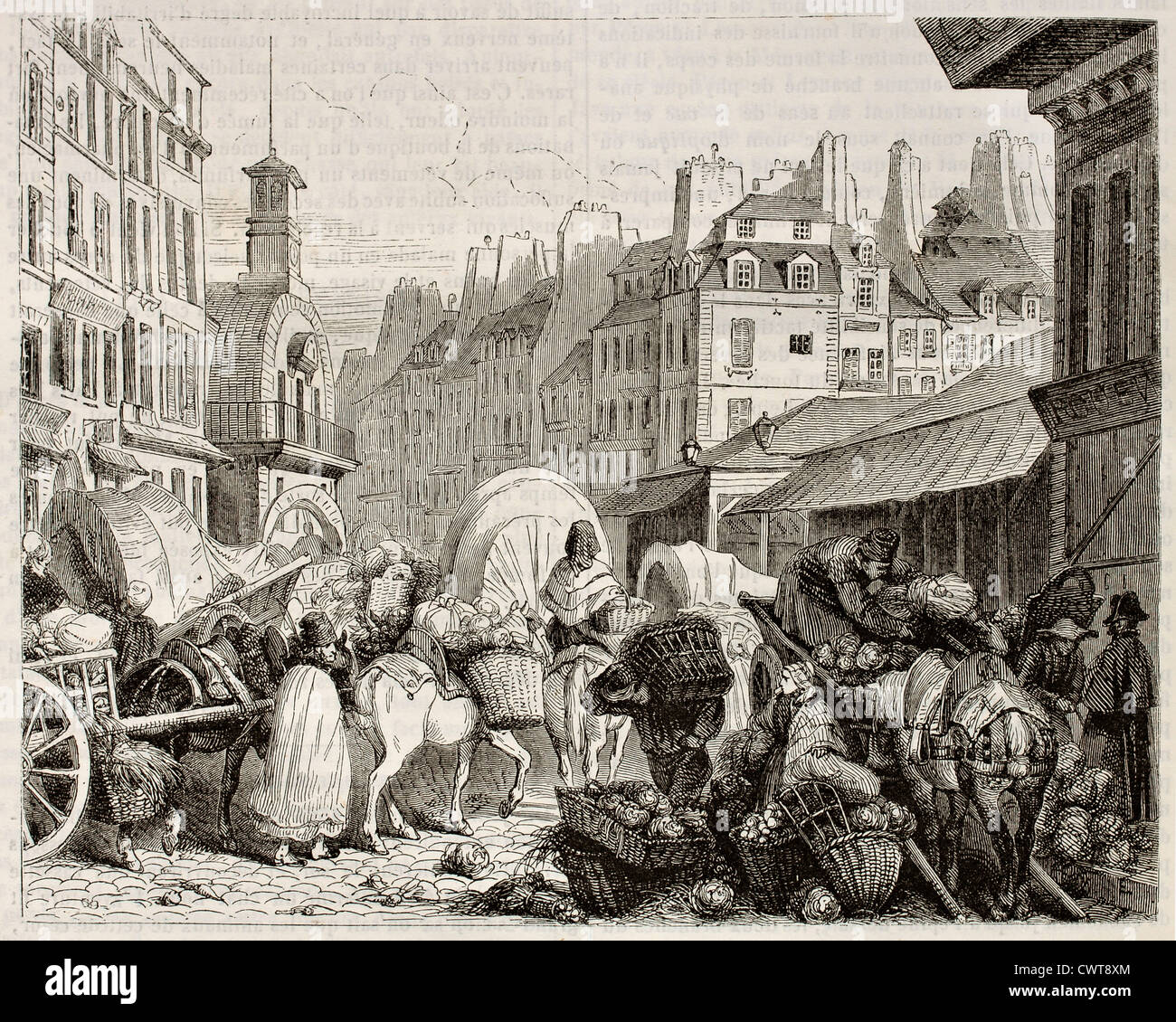 Les Halles, Paris vue ancienne. Banque D'Images