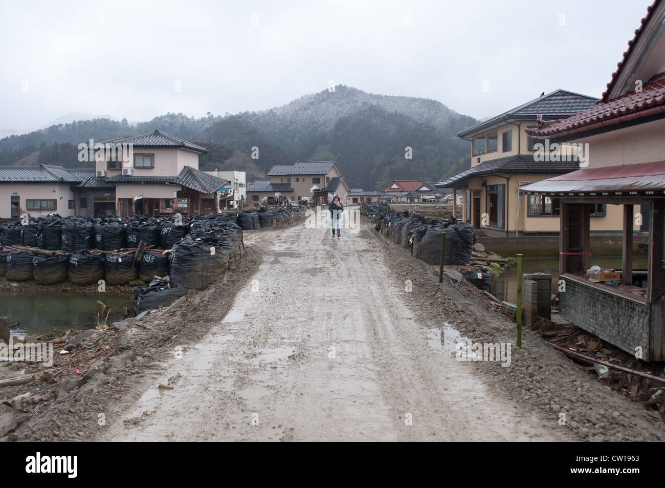 Onosaki à Ishinomaki, un an après le séisme et le tsunami de 2011 a ravagé une grande partie du Japon. Banque D'Images