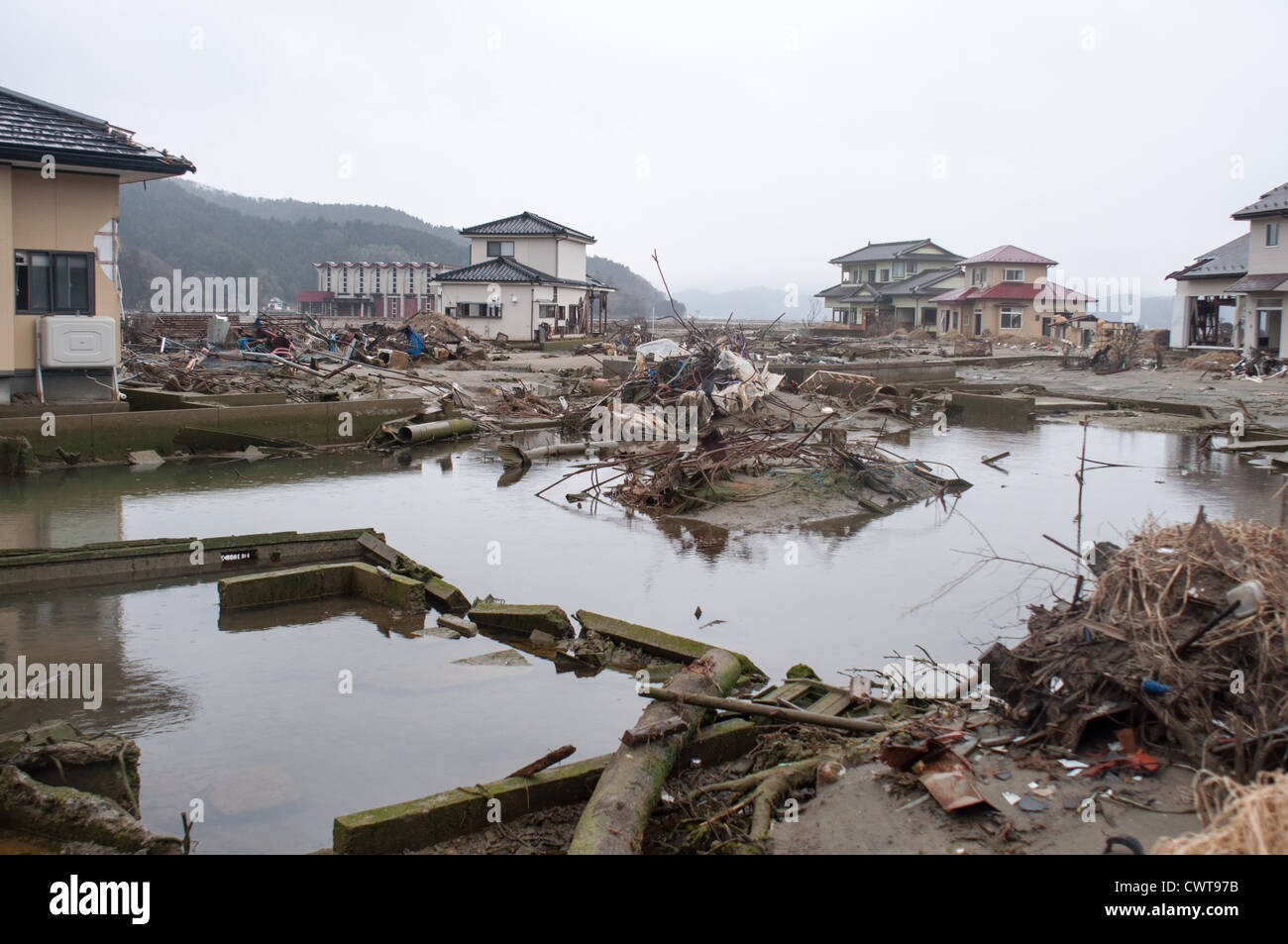 Onosaki à Ishinomaki, un an après le séisme et le tsunami de 2011 a ravagé une grande partie du Japon. Banque D'Images