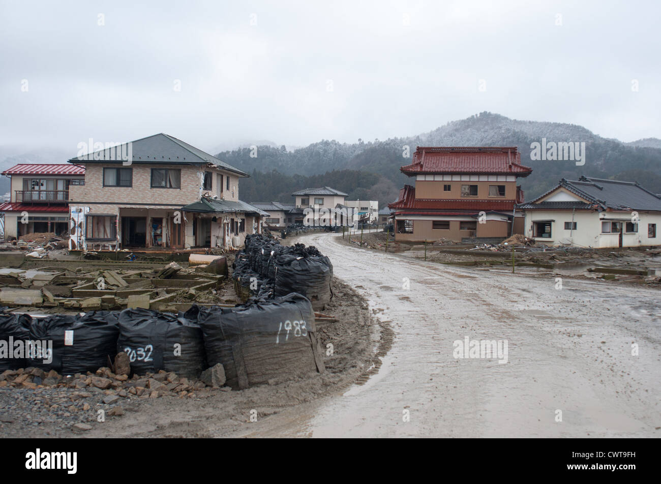 Ishinomaki, un an après le terrible tremblement de terre de Tohoku et tsunamis ruiné une grande partie du Japon. Banque D'Images