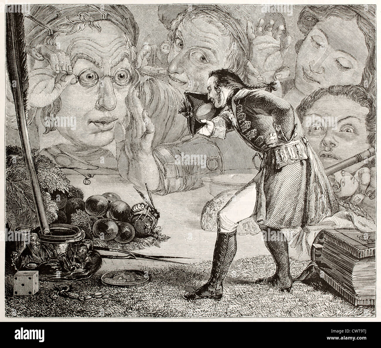 Gulliver sur un tableau exposé à Brobdingnag dweller Banque D'Images