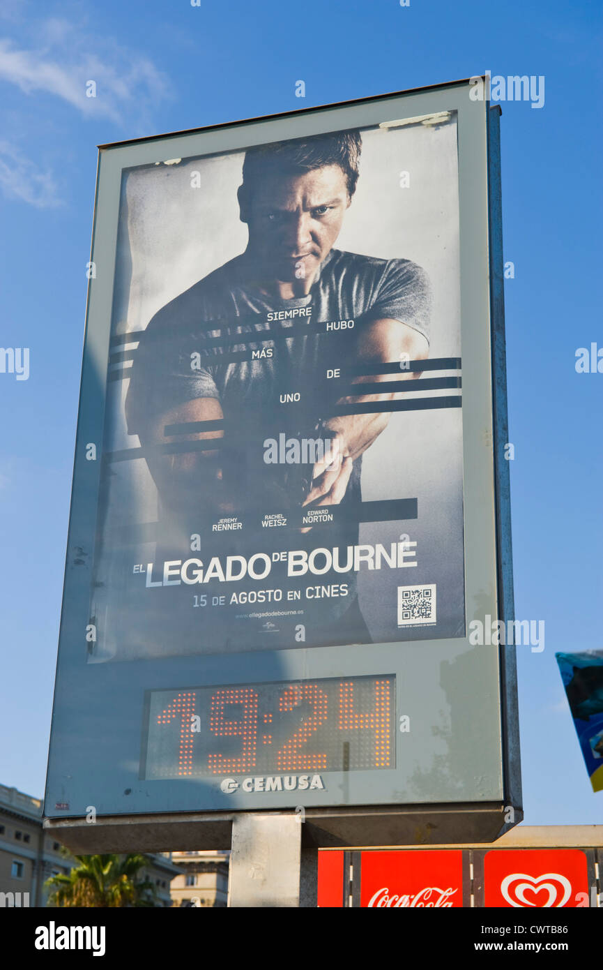 CEMUSA site billboard pour BOURNE LEGACY film à Barcelone, Catalogne, Espagne, ES Banque D'Images