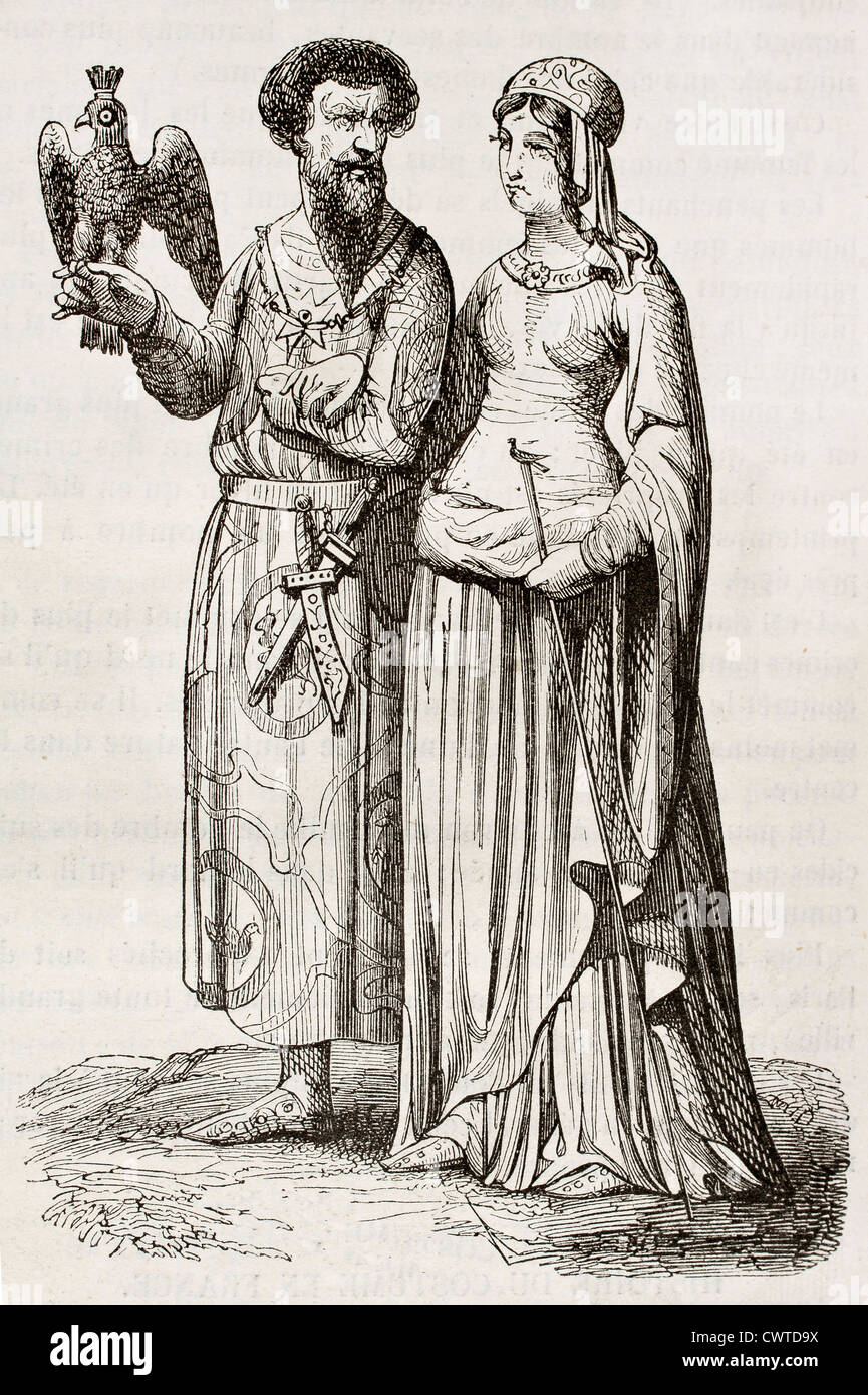 Noble dame et médiévale Banque D'Images
