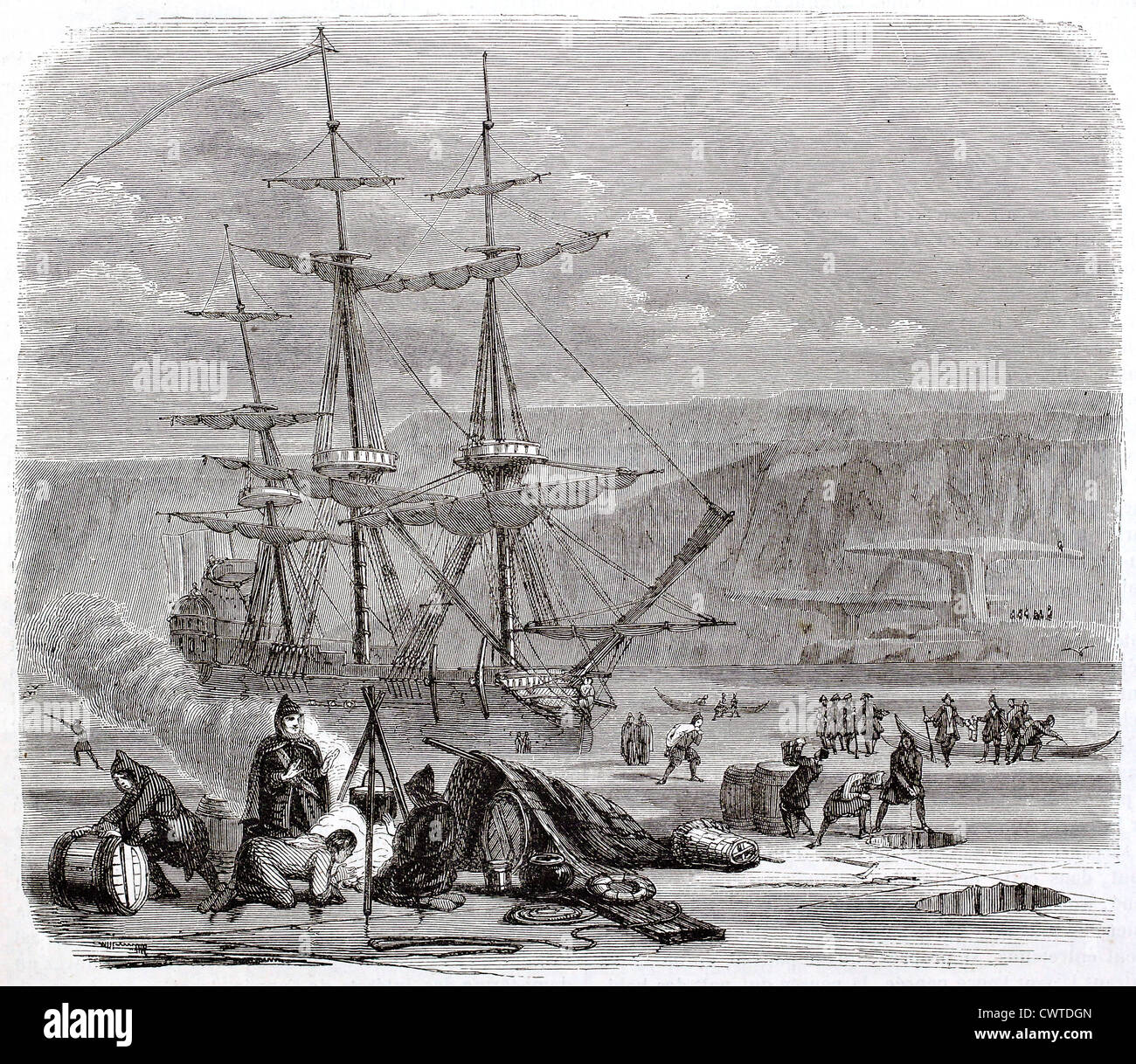Le Pélican, navire français, dans la baie d'Hudson Banque D'Images