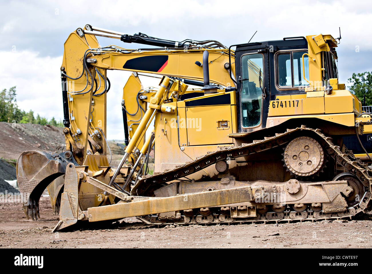 Machines de construction sur l'autoroute en Allemagne neu Banque D'Images