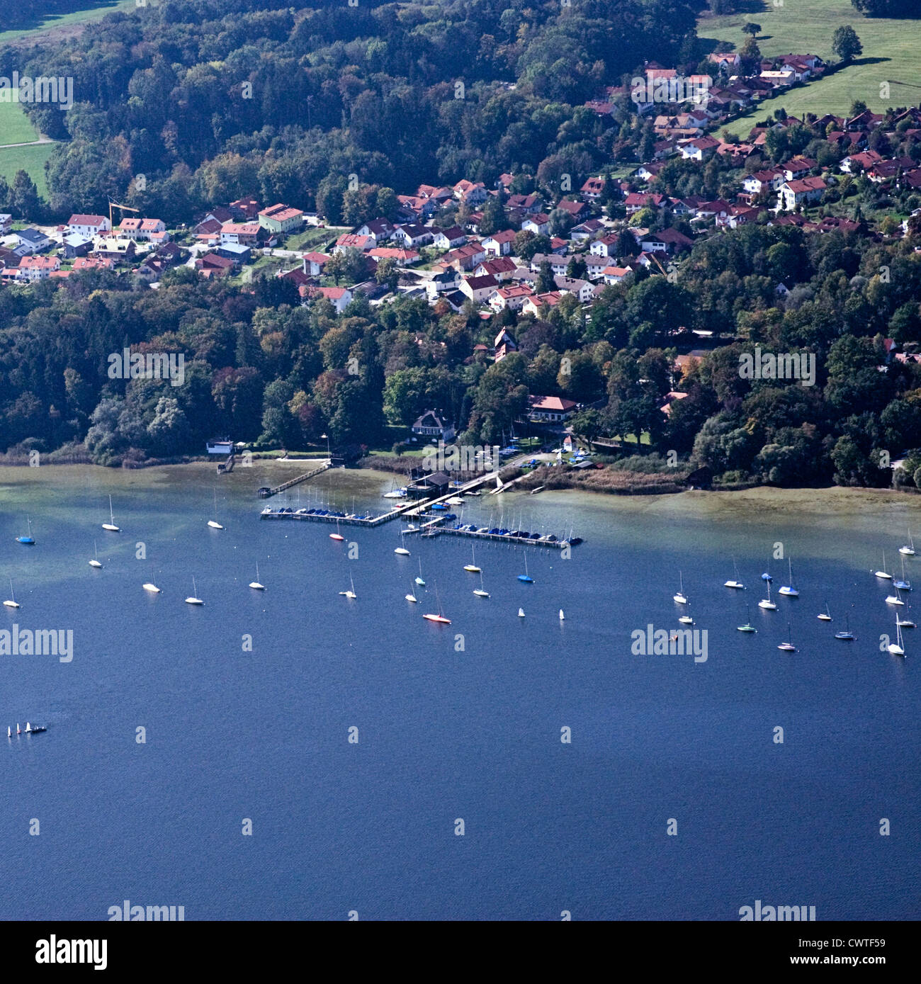 Le Lac de Starnberg, en Bavière, Allemagne, vue aérienne Banque D'Images