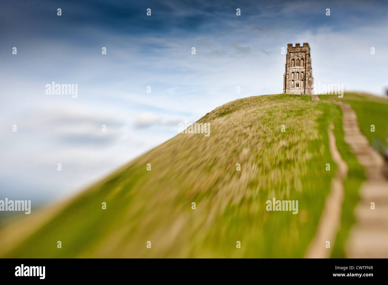 St Michael's Tower sur Tor de Glastonbury dans le Somerset en Angleterre. Banque D'Images