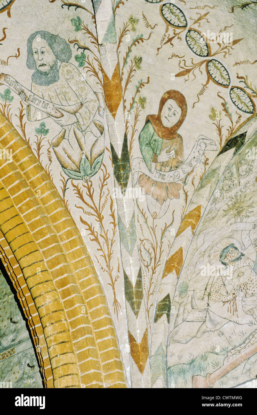 14e siècle les murales dans l'église à Pargas, Finlande Banque D'Images