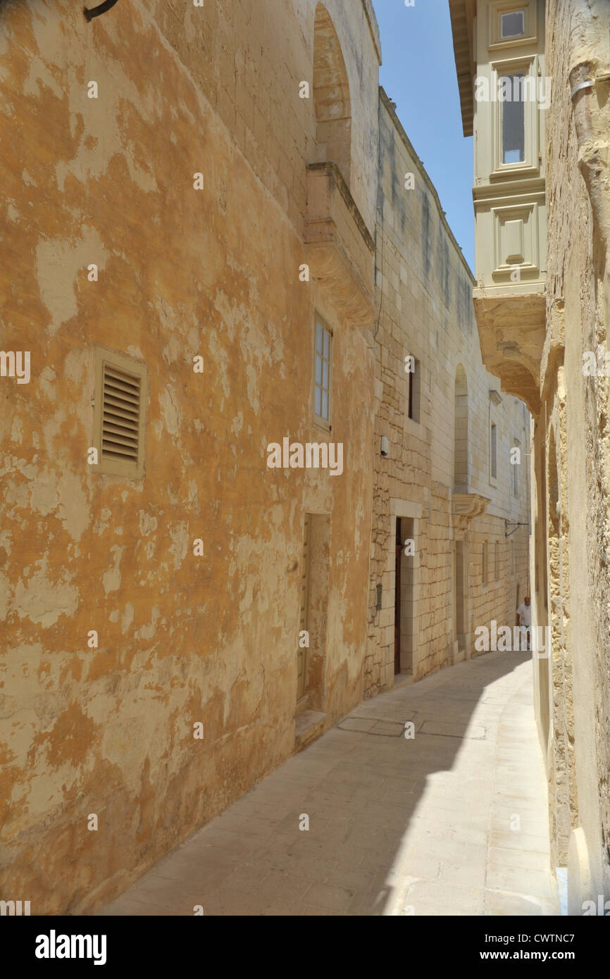 Ruelle de la 'Silent' la ville de Mdina, Malte. Banque D'Images