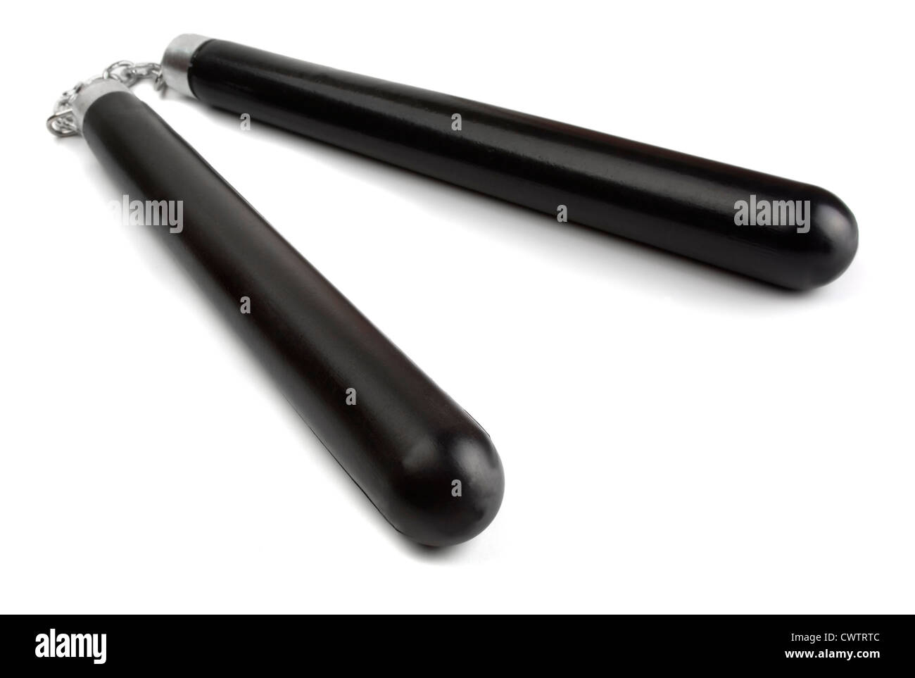 Combats noir nunchaku isolated on white Banque D'Images