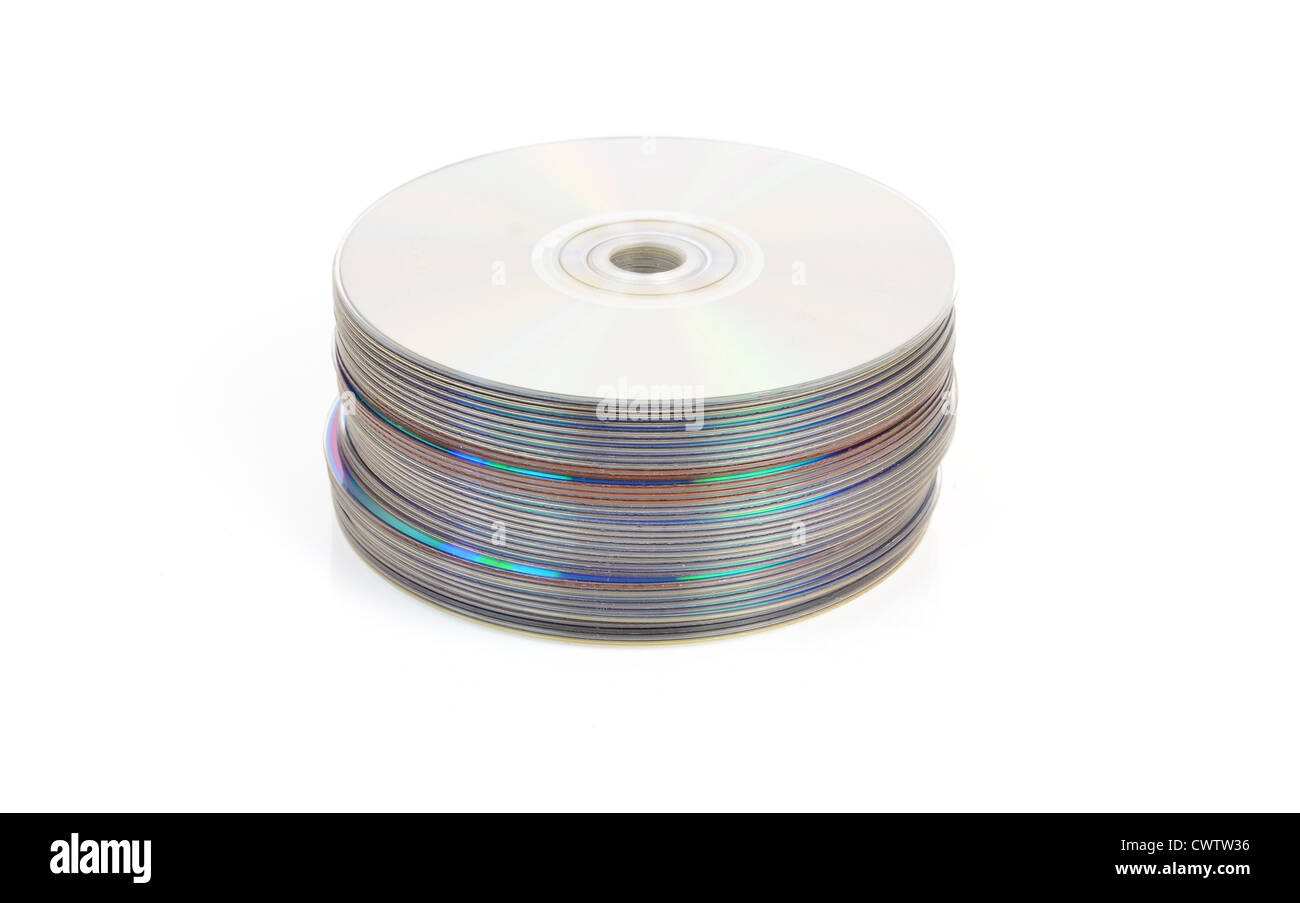 Empilées pile de CD ou DVD ou Blu Ray (disques optiques) Banque D'Images