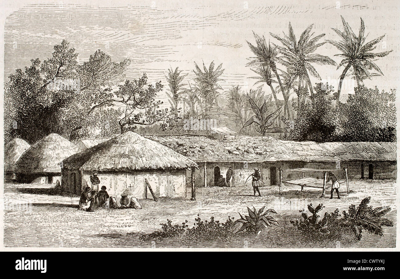 Kaouele vieux village vue, Tanzanie Banque D'Images