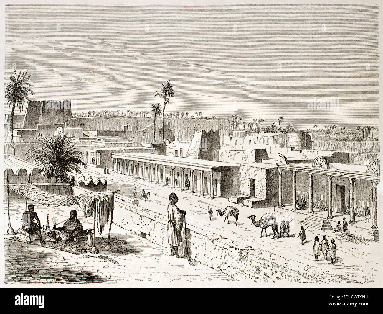 Vue ancienne de Murzuk, Fezzan, Libye Banque D'Images