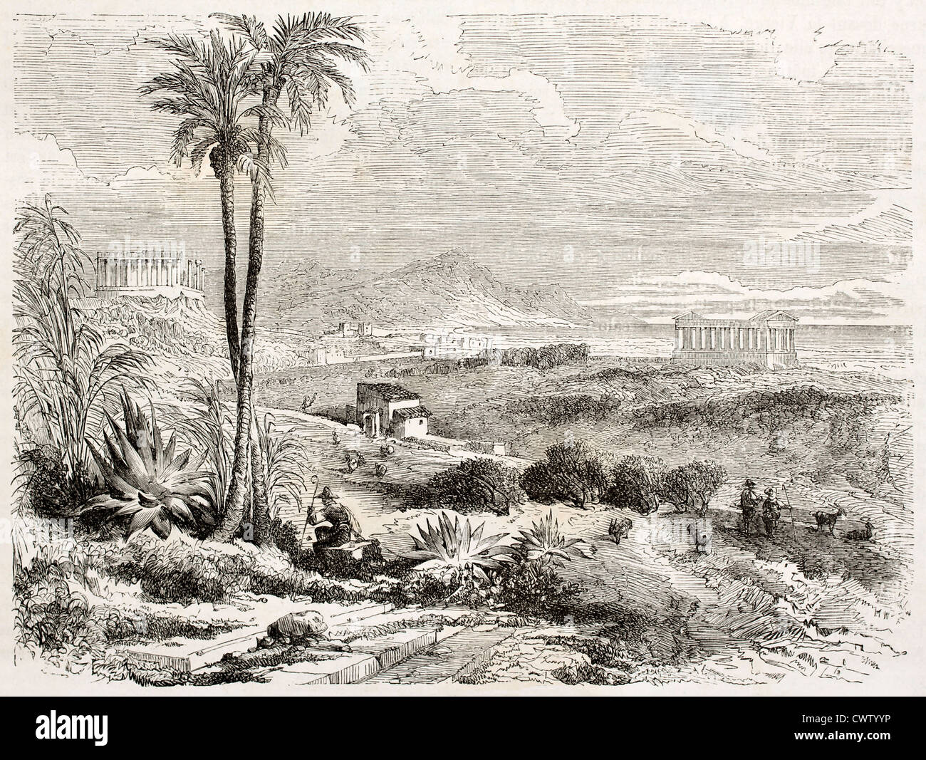 Valle dei Templi vieille vue, Sicile, Italie Banque D'Images