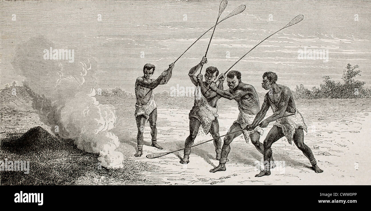 Le sorgho threshers Banque D'Images