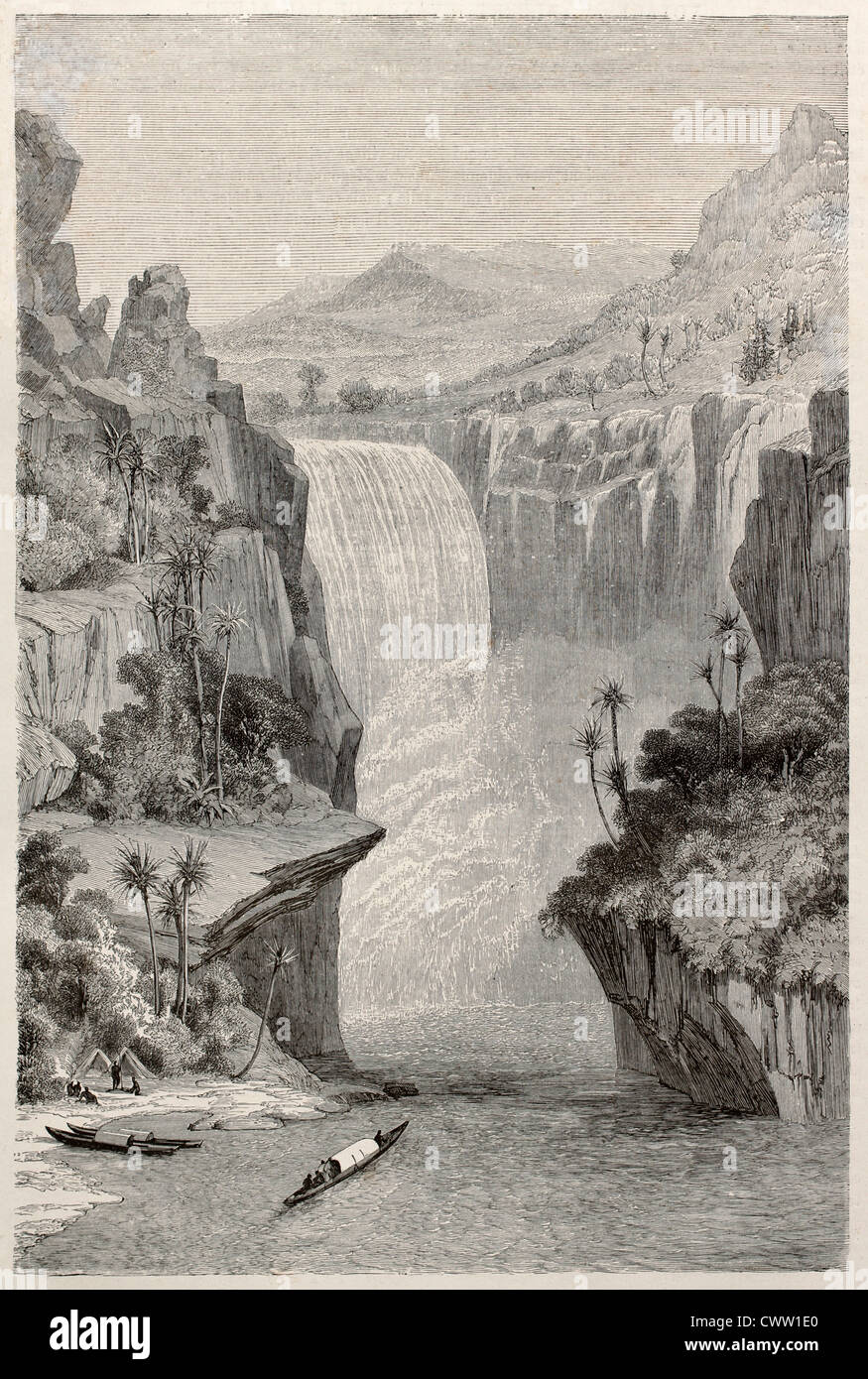 Vieux Murchison Falls View, Nil, Ouganda Banque D'Images