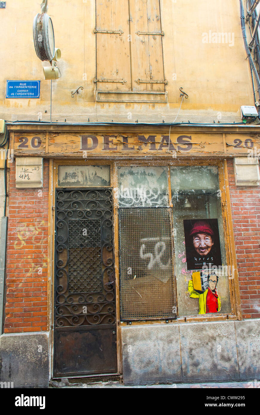 Perpignan, France, vieux français Store Fronts, Banque D'Images