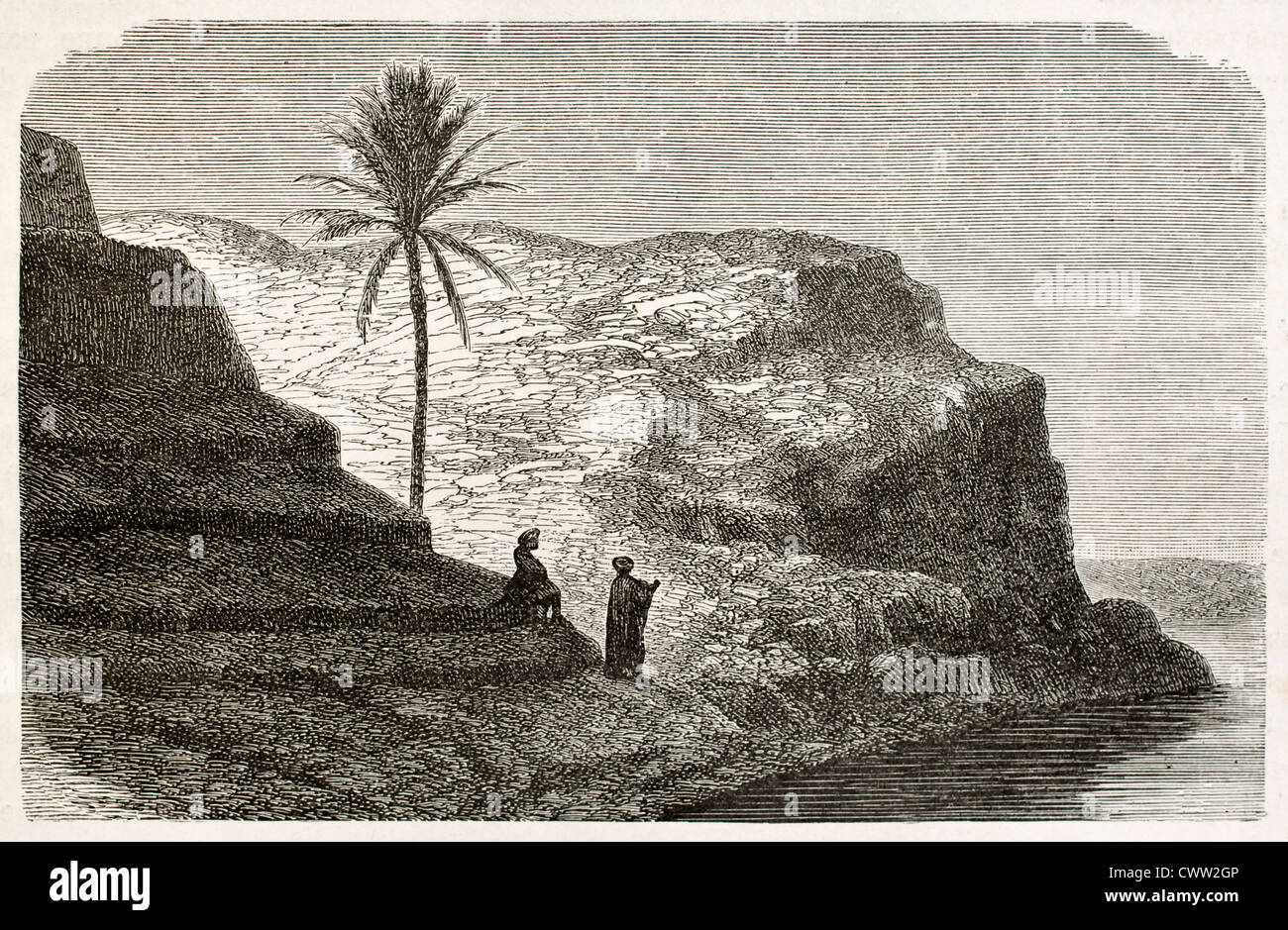 Vue ancienne de Tikrit, le long du Tigre, Babylone, Banque D'Images