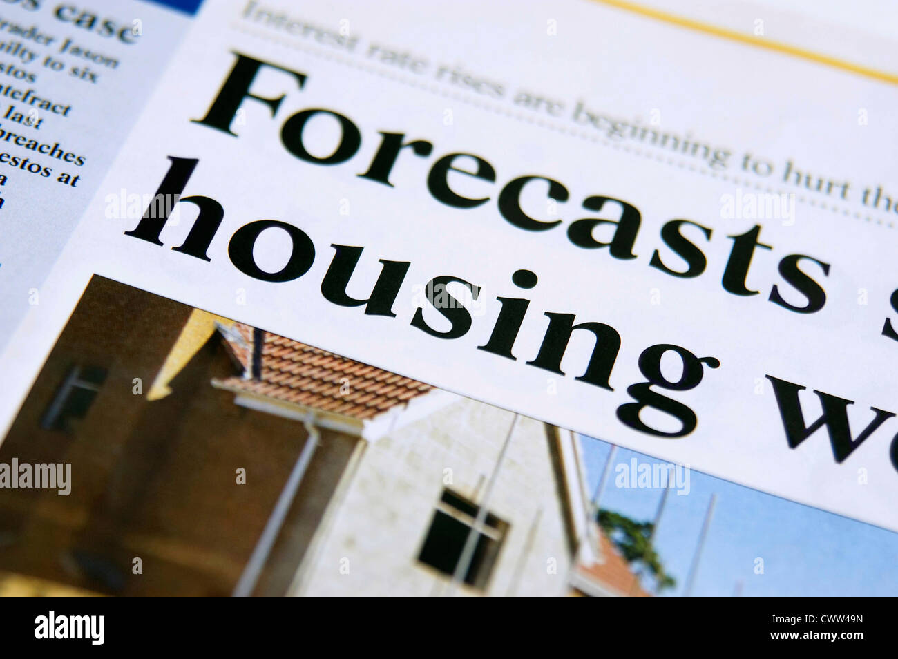 Editorial sur prévisions sur le commerce de l'Angleterre. Banque D'Images