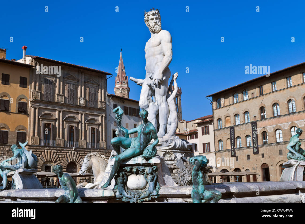 Fontaine de Neptune Florence Toscane Italie Banque D'Images