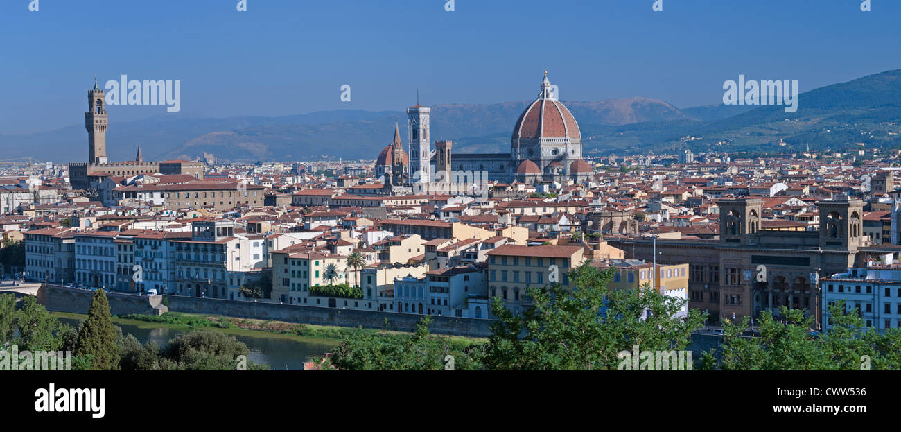 Vue sur la ville de Duomo et Palazzo Vecchio Florence Toscane Italie Banque D'Images