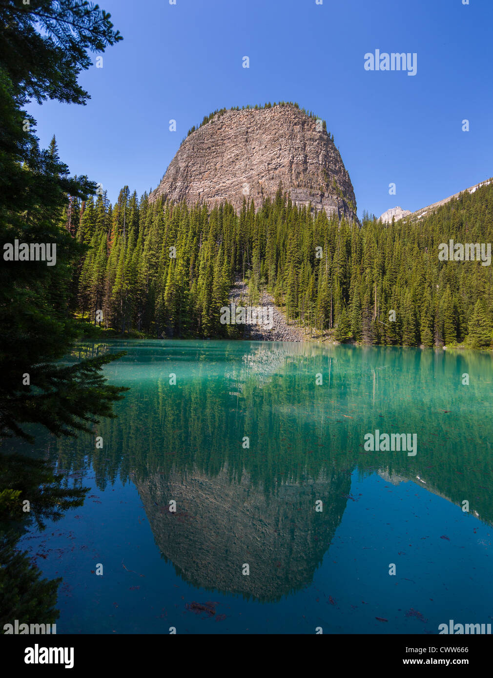 L'ALBERTA, CANADA - Mirror Lake dans le parc national de Banff. Banque D'Images