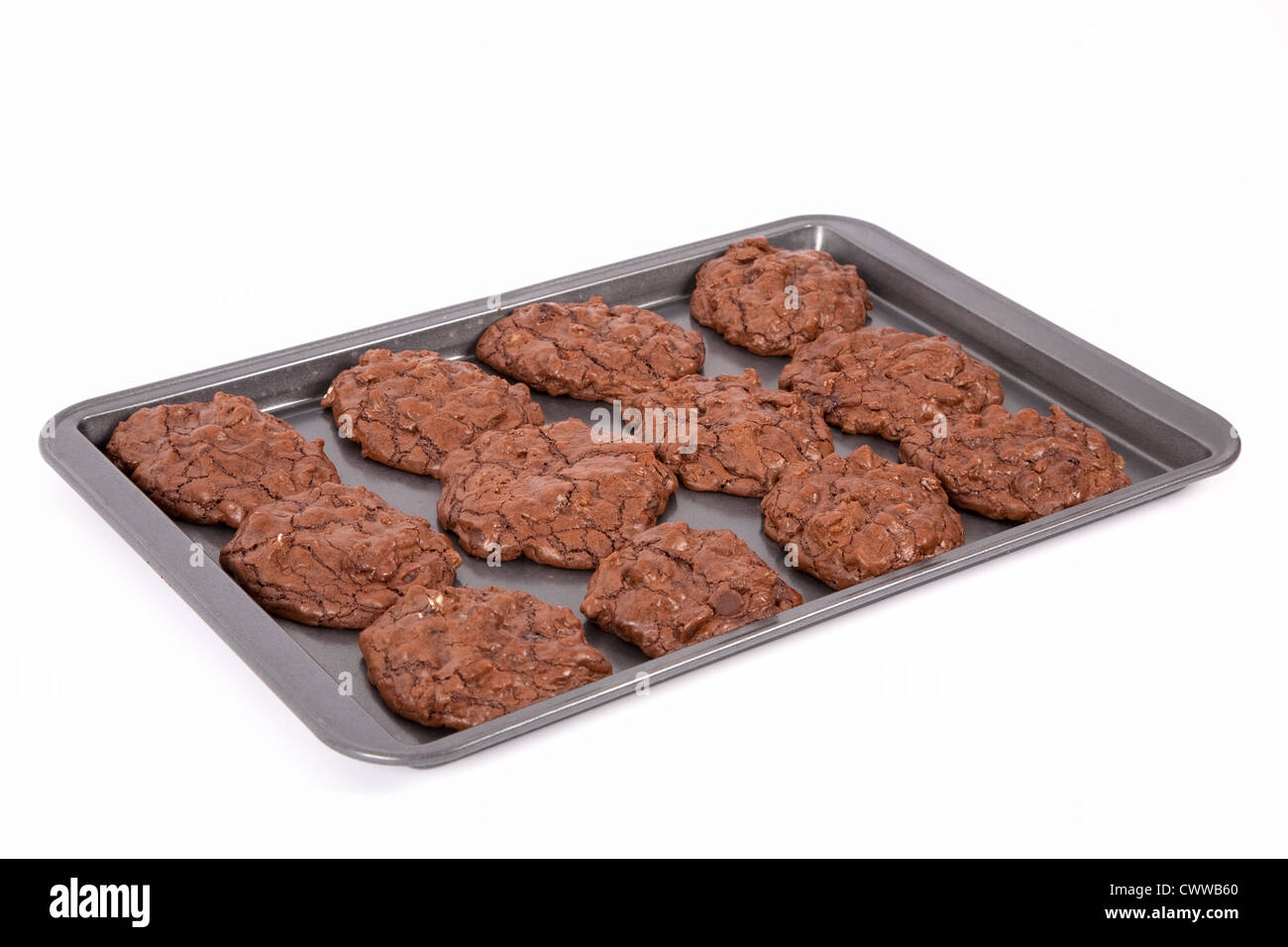 La triple chocolat dans ces cookies au chocolat maison décadent pour les gourmets. Cacao, chocolat et chocolat. Banque D'Images
