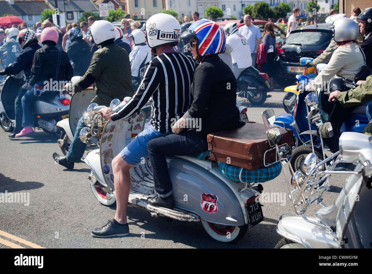 'La Ride out' au rallye Scooter Ile de Wight Angleterre UK Banque D'Images