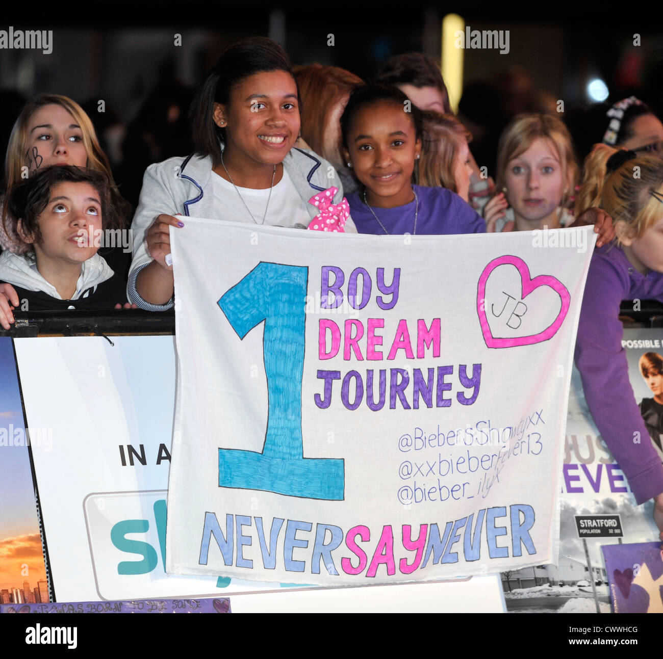 UK Premiere de Justin Bieber : ne jamais dire jamais, Cineworld, 02 Arena de Londres. 16 février 2011 Banque D'Images