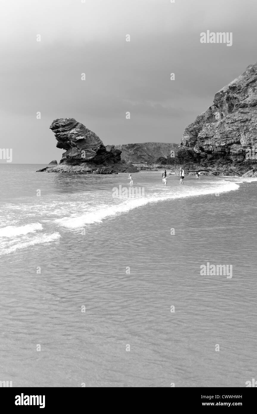 Carreg Bica, Llangrannog Banque D'Images