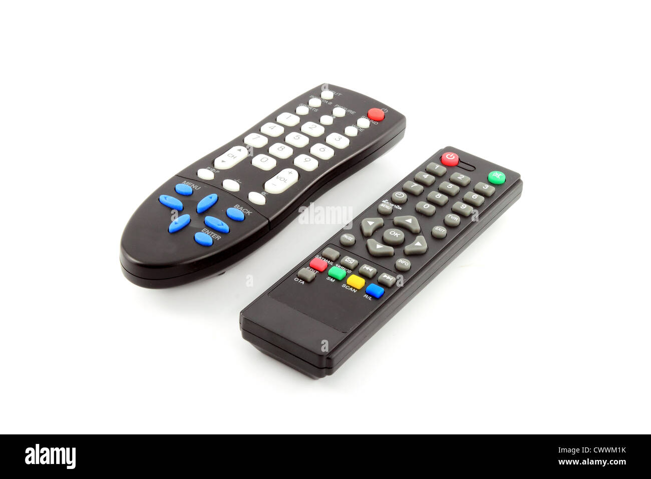 Télécommande du téléviseur sur un fond blanc Banque D'Images