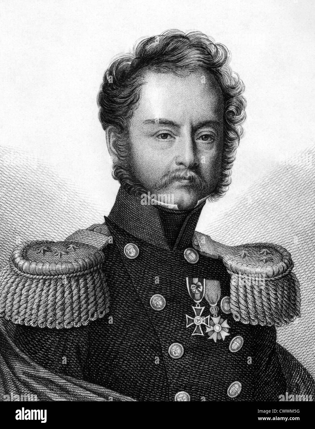 Girolamo Ramorino (1792-1849) sur gravure de 1859. Général italien. Banque D'Images