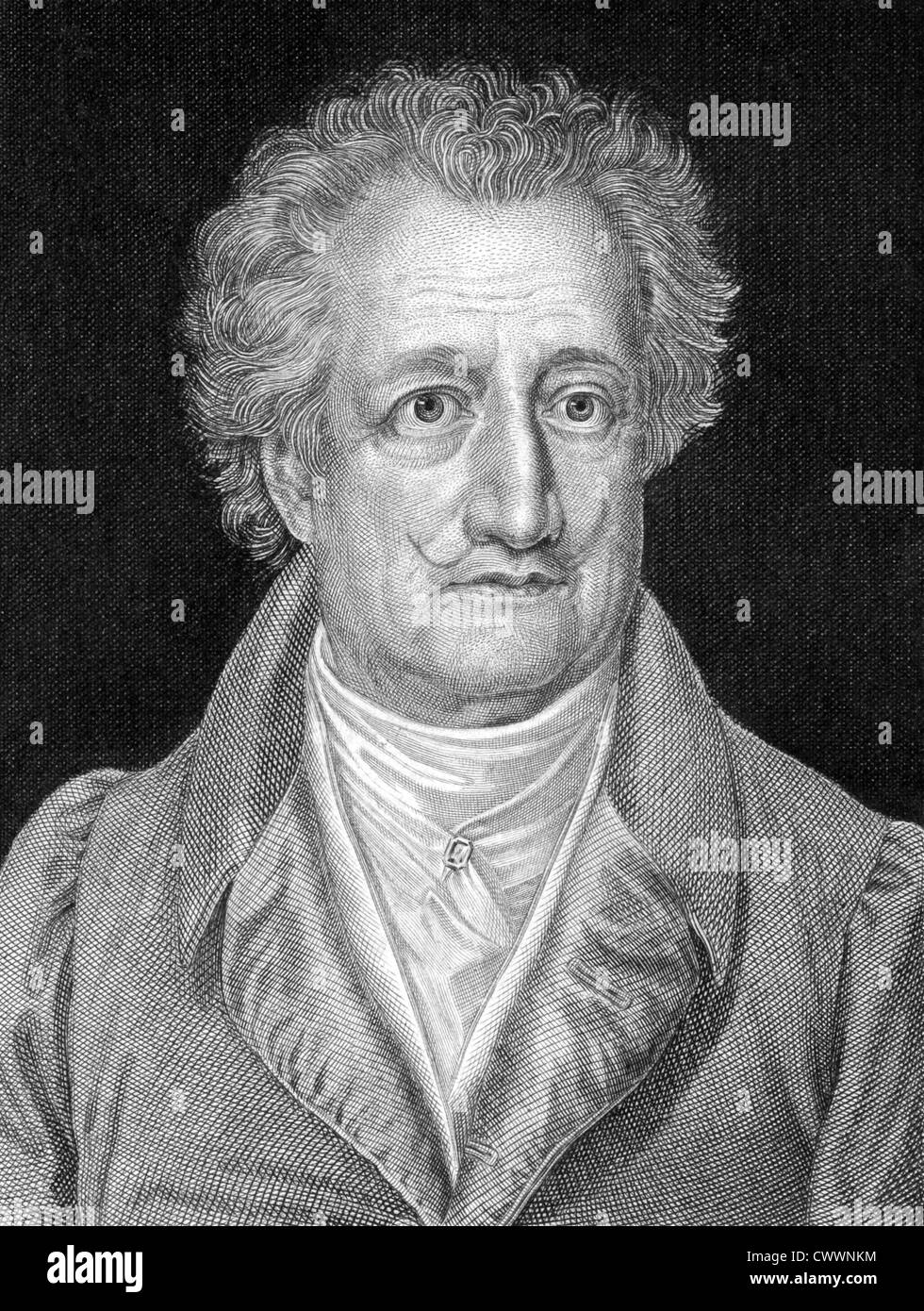 Johann Wolfgang von Goethe (1749-1832) sur gravure de 1859. L'écrivain allemand, artiste et homme politique. Banque D'Images