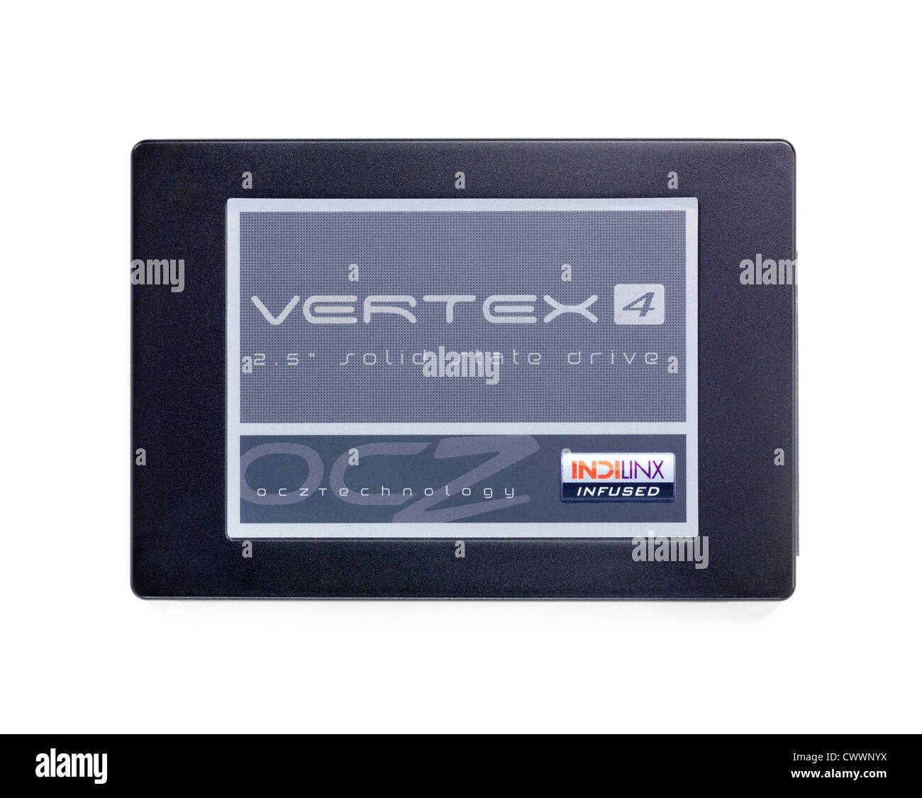 Gros plan du disque dur SSD OCZ Vertex 4 isolé sur fond blanc Banque D'Images